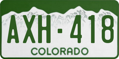 CO license plate AXH418