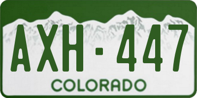 CO license plate AXH447
