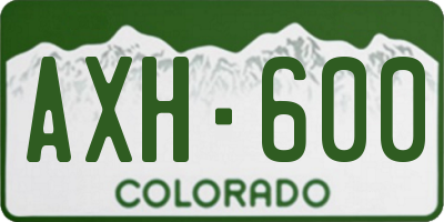 CO license plate AXH600