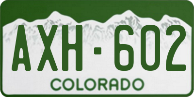 CO license plate AXH602