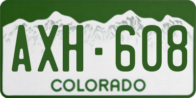 CO license plate AXH608