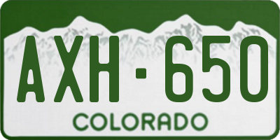 CO license plate AXH650