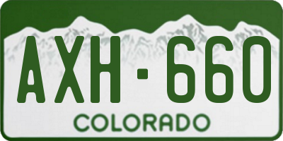 CO license plate AXH660