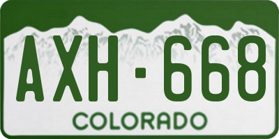 CO license plate AXH668