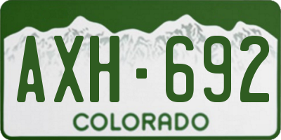 CO license plate AXH692