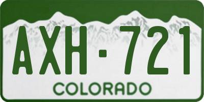 CO license plate AXH721
