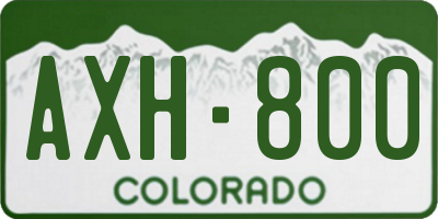 CO license plate AXH800