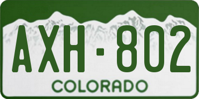 CO license plate AXH802