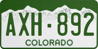 CO license plate AXH892
