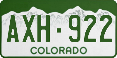 CO license plate AXH922