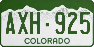 CO license plate AXH925