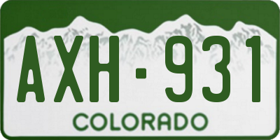 CO license plate AXH931