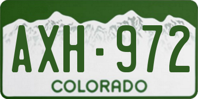 CO license plate AXH972