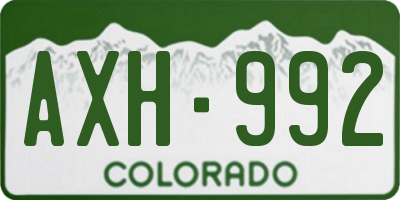 CO license plate AXH992