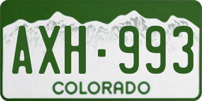 CO license plate AXH993