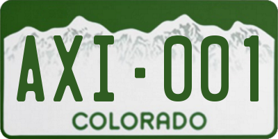 CO license plate AXI001