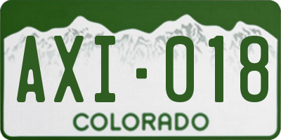 CO license plate AXI018