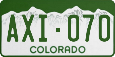 CO license plate AXI070