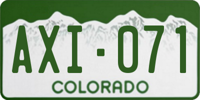 CO license plate AXI071