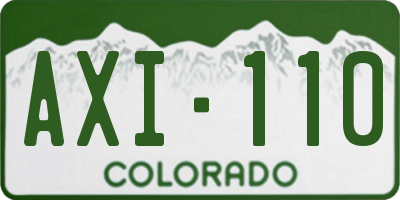 CO license plate AXI110