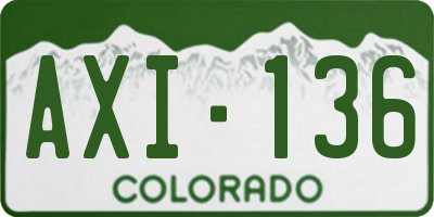 CO license plate AXI136