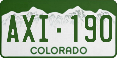 CO license plate AXI190