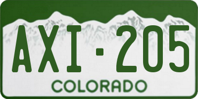 CO license plate AXI205