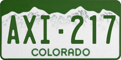 CO license plate AXI217