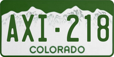 CO license plate AXI218