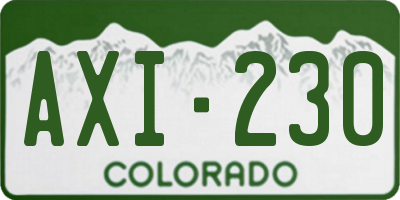 CO license plate AXI230