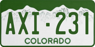 CO license plate AXI231