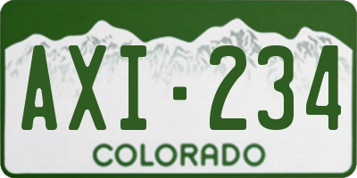 CO license plate AXI234