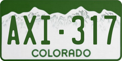 CO license plate AXI317