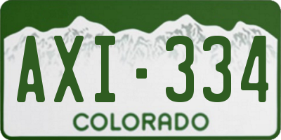 CO license plate AXI334