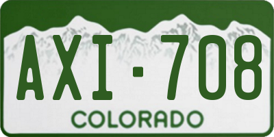 CO license plate AXI708