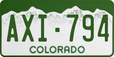 CO license plate AXI794