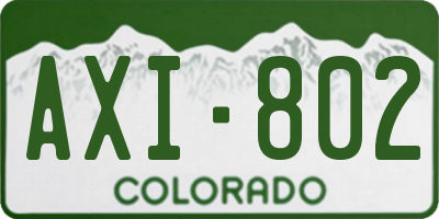 CO license plate AXI802