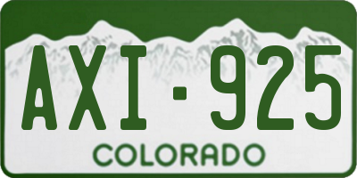 CO license plate AXI925