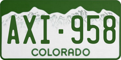 CO license plate AXI958