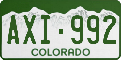 CO license plate AXI992