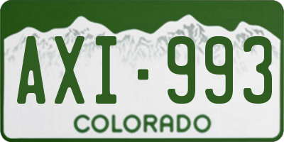 CO license plate AXI993