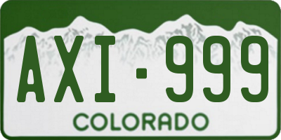 CO license plate AXI999