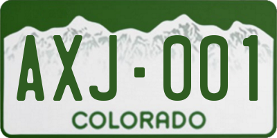 CO license plate AXJ001