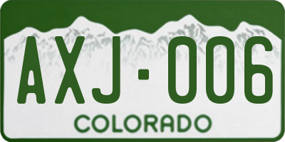 CO license plate AXJ006