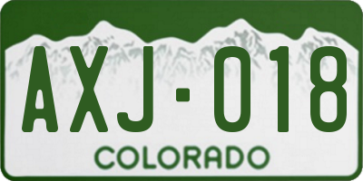 CO license plate AXJ018