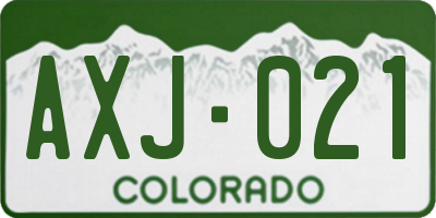 CO license plate AXJ021