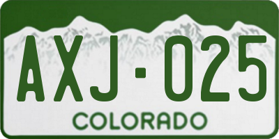 CO license plate AXJ025