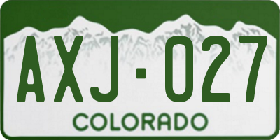 CO license plate AXJ027