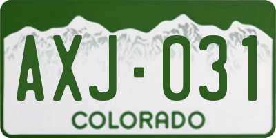 CO license plate AXJ031