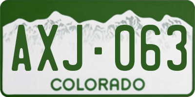 CO license plate AXJ063